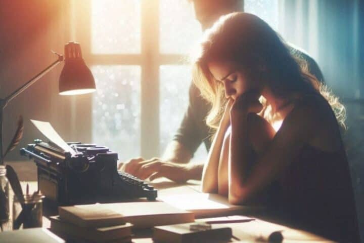 Chica frente a un escrito. Editing de la primera novela.